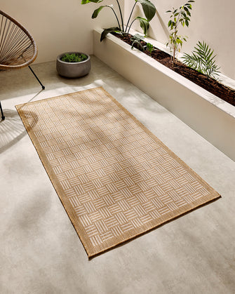 Ocean Home Textile Indoor Outdoor Rug, Washable, Beige