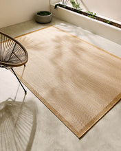 Ocean Home Textile Indoor Outdoor Rug, Washable, Herringbone Pattern, Beige