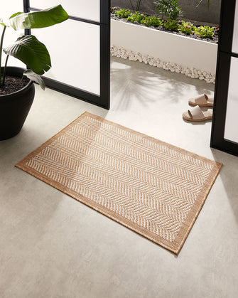 Ocean Home Textile Indoor Outdoor Rug, Washable, Herringbone Pattern