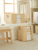 Ocean Home Textile Storage Bag With Clear Window, Set Of 2, Herringbone Pattern, Beige