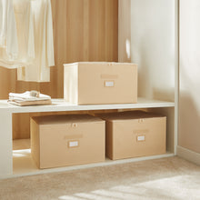 Ocean Home Textile Storage Box, Set Of 3, Herringbone Pattern, Beige