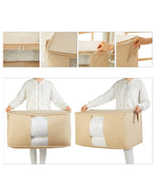 Ocean Home Textile Storage Bag With Clear Window, X Large, Herringbone Pattern, Beige