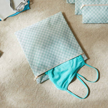 Ocean Home Textile Waterproof PVC Lined Mint Checkered Wet & Dry Bag Set, Set of 5