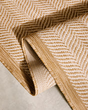 Ocean Home Textile Indoor Outdoor Rug, Washable, Herringbone Pattern, Beige