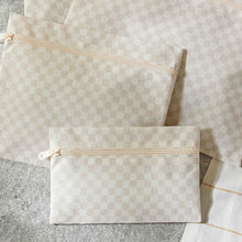 Ocean Home Textile Waterproof PVC Lined Beige Checkered Wet & Dry Bag Set, Set of 5
