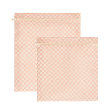 Ocean Home Textile Pink Checkered Waterproof PVC Lined Wet & Dry Bag Set, Set of 2