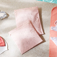 Ocean Home Textile Waterproof PVC Lined Pink Checkered Wet & Dry Bag Set, Set of 5