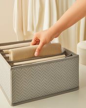 Ocean Home Textile Drawer Organizer, Set Of 3, Herringbone Pattern, Grey