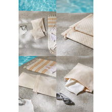Ocean Home Textile Beige Checkered Waterproof PVC Lined Wet & Dry Bag , Set of 2
