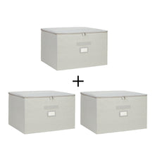 Ocean Home Textile Storage Box, Set Of 3, Herringbone Pattern, Grey