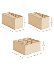 Ocean Home Textile Drawer Organizer, Set Of 3, Herringbone Pattern, Beige