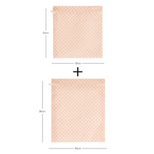 Ocean Home Textile Pink Checkered Waterproof PVC Lined Wet & Dry Bag Set, Set of 2