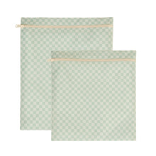 Ocean Home Textile Mint Checkered Waterproof PVC Lined Wet & Dry Bag, Set of 2