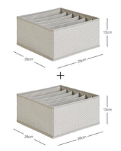 Ocean Home Textile Drawer Organizer, Pack Of 2, Herringbone Pattern, Grey