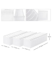 Ocean Home Textile Drawer Organizer, 10 Grids, Pack Of 3, White