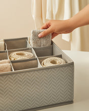 Ocean Home Textile Drawer Organizer, Set Of 4, Herringbone Pattern, Grey