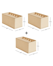 Ocean Home Textile Drawer Organizer, Pack Of 3, Herringbone Pattern, Beige