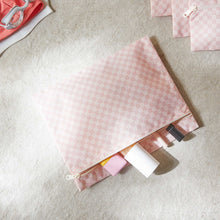 Ocean Home Textile Waterproof PVC Lined Pink Checkered Wet & Dry Bag Set, Set of 5