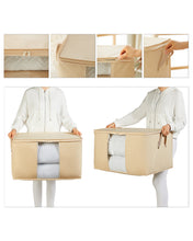 Ocean Home Textile Storage Bag With Clear Window, Large, Herringbone Pattern, Beige