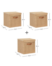 Ocean Home Textile Jute Storage Box With Lid, Pack Of 3