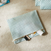 Ocean Home Textile Waterproof PVC Lined Mint Checkered Wet & Dry Bag Set, Set of 5