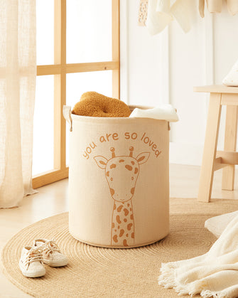 Ocean Home Textile Jute Nursery Basket, Gıraffe Pattern