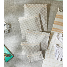Ocean Home Textile Waterproof PVC Lined Grey Checkered Wet & Dry Bag Set, Set of 5