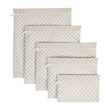 Ocean Home Textile Waterproof PVC Lined Grey Checkered Wet & Dry Bag Set, Set of 5