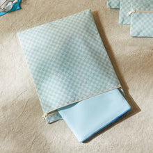 Ocean Home Textile Waterproof PVC Lined Mint Checkered Wet & Dry Bag Set, Set of 5