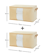 Ocean Home Textile Storage Bag With Clear Window, X Large, Pack Of 2, Herringbone Pattern, Beige