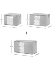 Ocean Home Textile Storage Bag With Clear Window, Set Of 3, Quilted Pattern, Grey