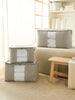 Ocean Home Textile Storage Bag With Clear Window, Set Of 3, Quilted Pattern, Grey