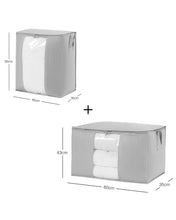 Ocean Home Textile Storage Bag With Clear Window, Set Of 2, Quilted Pattern, Grey