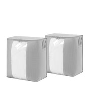 Ocean Home Textile Storage Bag With Clear Window, Set Of 2, Quilted Pattern, Grey