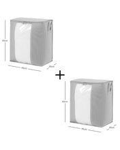 Ocean Home Textile Storage Bag With Clear Window, Set Of 2, Quilted Pattern, Grey