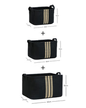 Ocean Home Textile Jute Basket, Set Of 3, Black