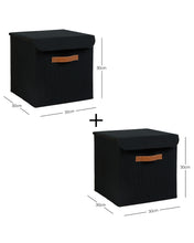 Ocean Home Textile Jute Storage Box With Lid, Pack Of 2, Black