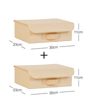 Ocean Home Textile Storage Box With Lid, Pack Of 2, Herringbone Pattern, Beige