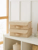 Ocean Home Textile Storage Box With Lid, Pack Of 2, Herringbone Pattern, Beige