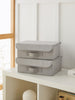 Ocean Home Textile Storage Box With Lid, Pack Of 2, Herringbone Pattern, Grey