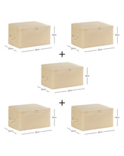 Ocean Home Textile Storage Bag, Small, Pack Of 5, Herringbone Pattern, Beige