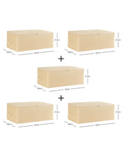 Ocean Home Textile Storage Bag, Medium, Pack Of 5, Herringbone Pattern, Beige