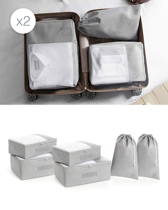 Ocean Home Textile Travel Packing Organizer, Set Of 6, Grey