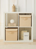 Ocean Home Textile Storage Box With Lid, Pack Of 2, Herringbone Pattern, Beige