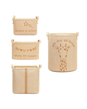 Ocean Home Textile Jute Nursery Basket, Set Of 4, Gıraffe Pattern