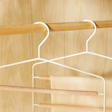 Ocean Home Textile 3 Layer Rubber-Coated Metal Hanger With Beech Wood Bar, Set Of 4, Matte White