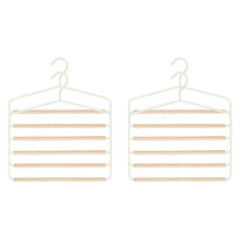 Ocean Home Textile 3 Layer Rubber-Coated Metal Hanger With Beech Wood Bar, Set Of 4, Matte White