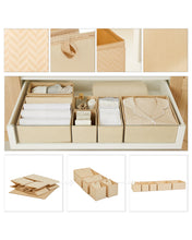 Ocean Home Textile Drawer Organizer, Set Of 6, Herringbone Pattern, Beige