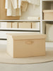 Ocean Home Textile Storage Box With Lid, Herringbone Pattern, Beige