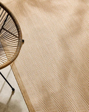 Ocean Home Textile Indoor Outdoor Rug, Washable, Herringbone Pattern, Beige